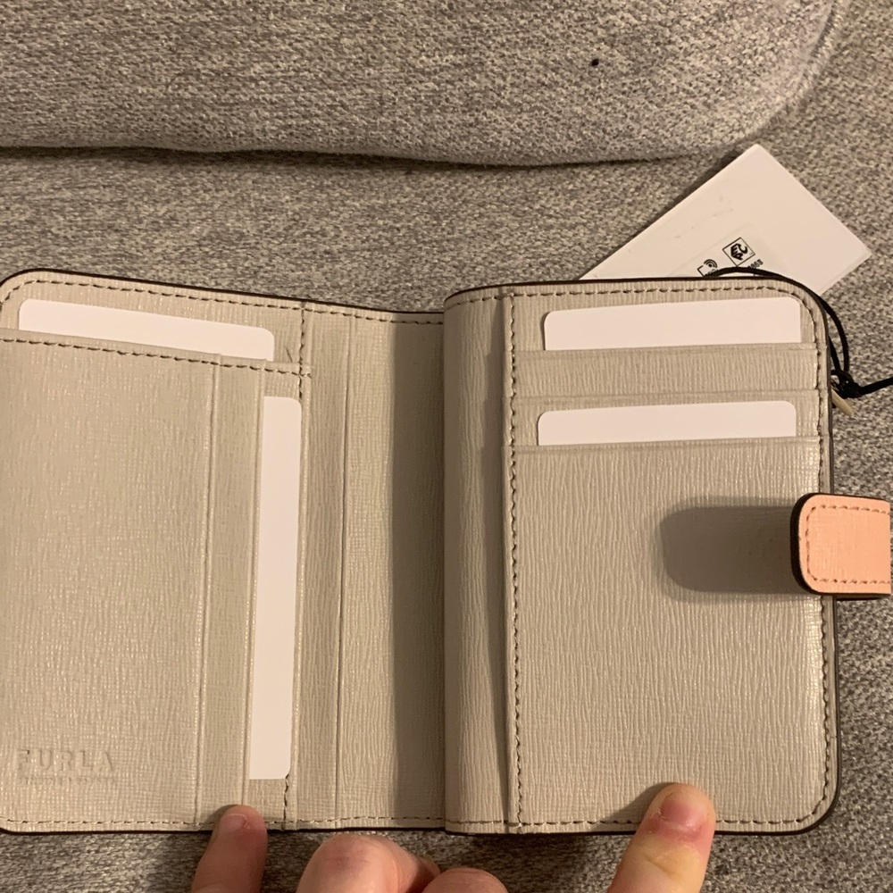 Furla Babylon Small Compact Peachy Blush Pink Saffiano Leather Wallet Italy 🇮🇹 - Picture 7 of 11